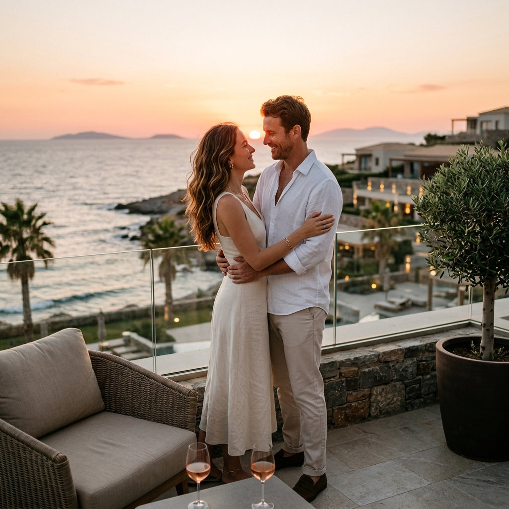 Couple enjoying a beautiful sunset